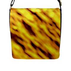 Yellow  Waves Abstract Series No8 Flap Closure Messenger Bag (l) by DimitriosArt