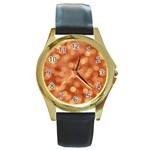 Light Reflections Abstract No7 Peach Round Gold Metal Watch Front