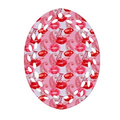 Rose Lips Oval Filigree Ornament (two Sides) by Sparkle