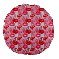 Rose Lips Large 18  Premium Round Cushions by Sparkle