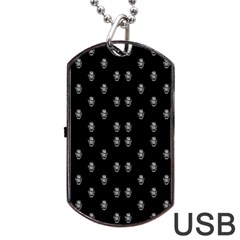 Black And White Sketchy Man Portrait Pattern Dog Tag Usb Flash (two Sides) by dflcprintsclothing