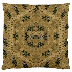 Wood Art With Beautiful Flowers And Leaves Mandala Large Cushion Case (two Sides) by pepitasart