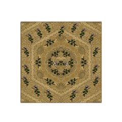 Wood Art With Beautiful Flowers And Leaves Mandala Satin Bandana Scarf by pepitasart