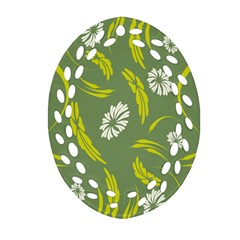 Folk Flowers Print Floral Pattern Ethnic Art Oval Filigree Ornament (two Sides) by Eskimos