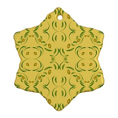 Floral Folk Damask Pattern Fantasy Flowers Floral Geometric Fantasy Snowflake Ornament (two Sides) by Eskimos