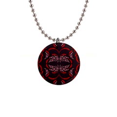 Floral Folk Damask Pattern Fantasy Flowers Floral Geometric Fantasy 1  Button Necklace by Eskimos