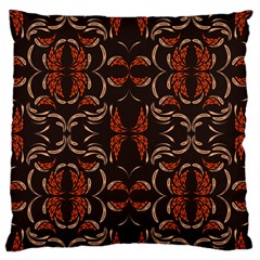 Floral Folk Damask Pattern Fantasy Flowers Floral Geometric Fantasy Large Flano Cushion Case (two Sides) by Eskimos