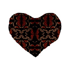 Floral Folk Damask Pattern Fantasy Flowers Floral Geometric Fantasy Standard 16  Premium Flano Heart Shape Cushions by Eskimos