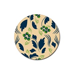 Folk Flowers Print Floral Pattern Ethnic Art Rubber Round Coaster (4 Pack) by Eskimos