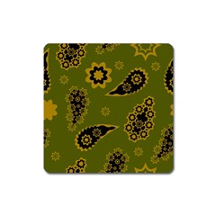 Floral Pattern Paisley Style Paisley Print  Doodle Background Square Magnet by Eskimos