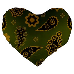 Floral Pattern Paisley Style Paisley Print  Doodle Background Large 19  Premium Flano Heart Shape Cushions by Eskimos