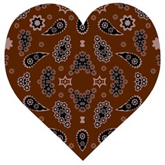 Floral Pattern Paisley Style Paisley Print  Doodle Background Wooden Puzzle Heart by Eskimos