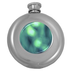 Green Vibrant Abstract Round Hip Flask (5 Oz) by DimitriosArt