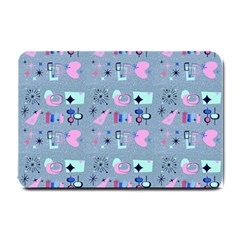 50s Diner Print Blue Small Doormat  by InPlainSightStyle