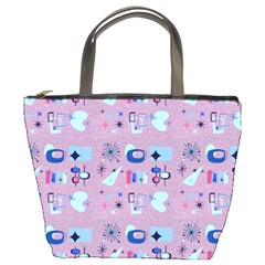 50s Diner Print Pink Bucket Bag