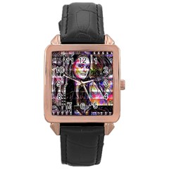 Hungry Eyes Ii Rose Gold Leather Watch  by MRNStudios