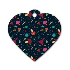 Bright Mushrooms Dog Tag Heart (one Side) by SychEva