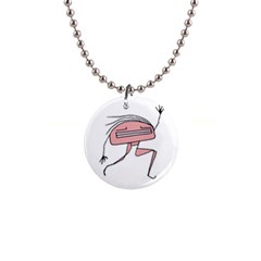 Alien Dancing Girl Drawing 1  Button Necklace by dflcprintsclothing