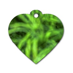 Green Abstract Stars Dog Tag Heart (two Sides) by DimitriosArt