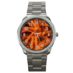 Red Abstract Stars Sport Metal Watch by DimitriosArt