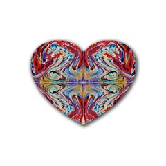 Red Feathers Rubber Heart Coaster (4 Pack) by kaleidomarblingart