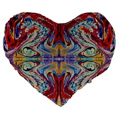 Red Feathers Large 19  Premium Heart Shape Cushions by kaleidomarblingart