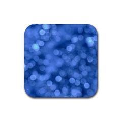 Light Reflections Abstract No5 Blue Rubber Coaster (square) by DimitriosArt