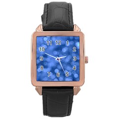 Light Reflections Abstract No5 Blue Rose Gold Leather Watch  by DimitriosArt