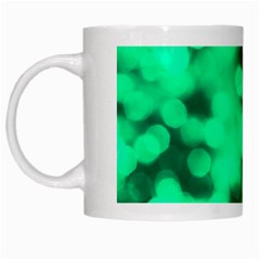 Light Reflections Abstract No10 Green White Mugs by DimitriosArt