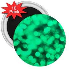 Light Reflections Abstract No10 Green 3  Magnets (10 Pack)  by DimitriosArt