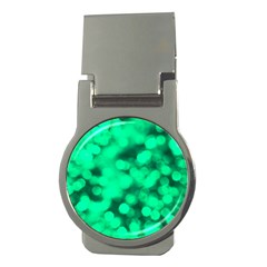 Light Reflections Abstract No10 Green Money Clips (round)  by DimitriosArt