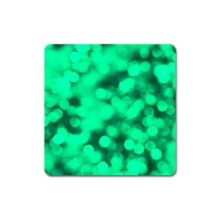 Light Reflections Abstract No10 Green Square Magnet by DimitriosArt