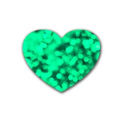 Light Reflections Abstract No10 Green Rubber Coaster (heart) by DimitriosArt