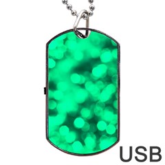 Light Reflections Abstract No10 Green Dog Tag Usb Flash (one Side) by DimitriosArt