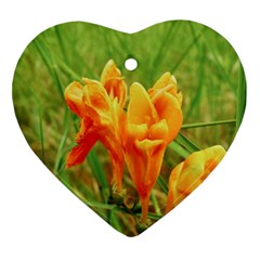 Orange On The Green Heart Ornament (two Sides) by DimitriosArt