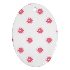 Lips Bubblegum Pattern Ornament (oval) by Littlebird