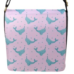 Narwales Stars  Pattern Pink Flap Closure Messenger Bag (s) by Littlebird