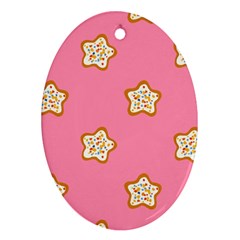 Cookies Pattern Pink Oval Ornament (two Sides) by Littlebird