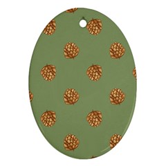 Pine Cones Green Oval Ornament (two Sides) by Littlebird