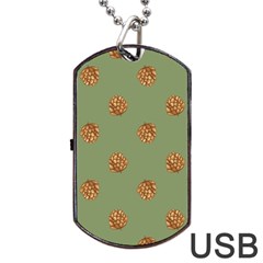 Pine Cones Green Dog Tag Usb Flash (two Sides) by Littlebird