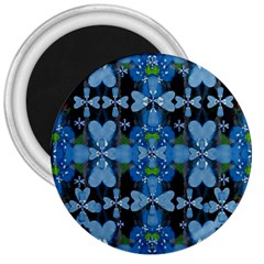 Rare Excotic Blue Flowers In The Forest Of Calm And Peace 3  Magnets by pepitasart