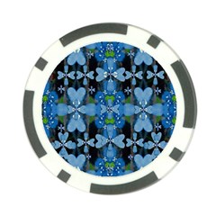 Rare Excotic Blue Flowers In The Forest Of Calm And Peace Poker Chip Card Guard by pepitasart