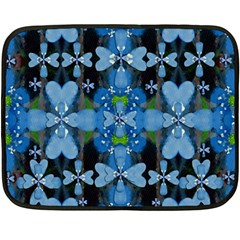 Rare Excotic Blue Flowers In The Forest Of Calm And Peace Double Sided Fleece Blanket (mini)  by pepitasart
