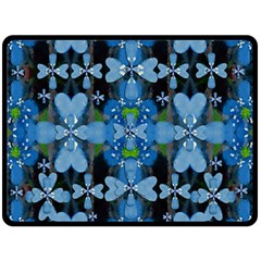 Rare Excotic Blue Flowers In The Forest Of Calm And Peace Fleece Blanket (large)  by pepitasart