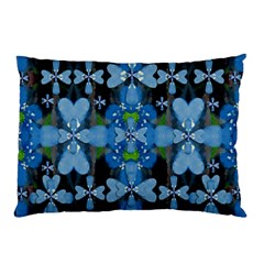 Rare Excotic Blue Flowers In The Forest Of Calm And Peace Pillow Case (two Sides)