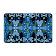 Rare Excotic Blue Flowers In The Forest Of Calm And Peace Magnet (rectangular) by pepitasart