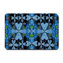 Rare Excotic Blue Flowers In The Forest Of Calm And Peace Small Doormat  by pepitasart