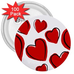 Scribbled Love 3  Buttons (100 pack) 