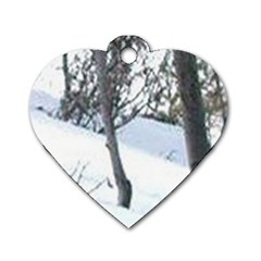 Winter Forest Dog Tag Heart (one Side) by SomethingForEveryone