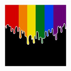 Gay Pride Flag Rainbow Drip On Black Blank Black For Designs Medium Glasses Cloth by VernenInk